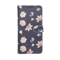 Flower Printed Wallet Case Navy - iPhone 15Plus/14Plus