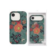 Velvet Flower Pattern Case Dark Green - iPhone 17