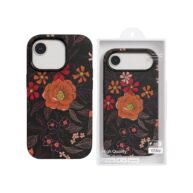 Velvet Flower Pattern Case Black - iPhone 17