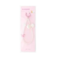 Bracelet Lanyards For Cell Phone Pink Pearl Bow-Tie