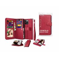 Tech Folio 9 Pocket Detachable Wallet Red - iPhone 15