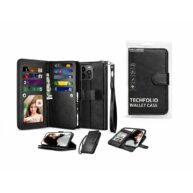 Tech Folio 9 Pocket Detachable Wallet Black - iPhone 15